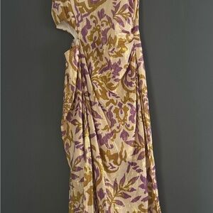 Zara One Shoulder Dress in Purple and Gold